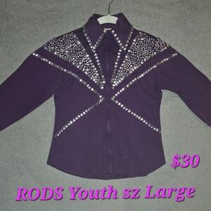 Youth Purple Rhinestone-Embellished Zip Front Top